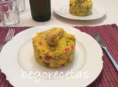 Arroz con alcachofas y bacalao